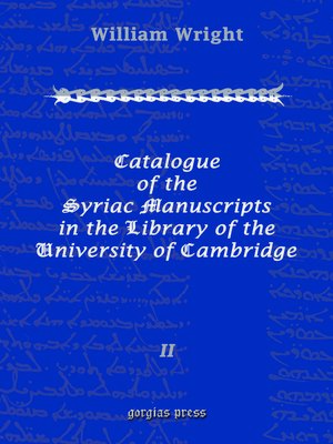 cover image of Catalogue of the Syriac Manuscripts in the Library of the U. of Cambridge